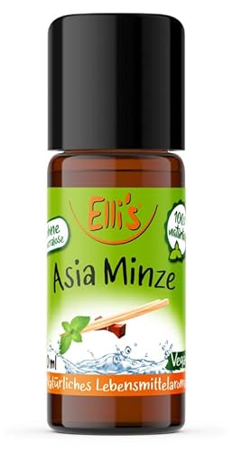 Ellis Aromen Asia Minze NATÜRLICHES Lebensmittelaroma | Aromakonzentrat aus 100 % Veganen und Natürlichen Ursprung | Für Speisen & Getränke | 10 ml von Elli´s