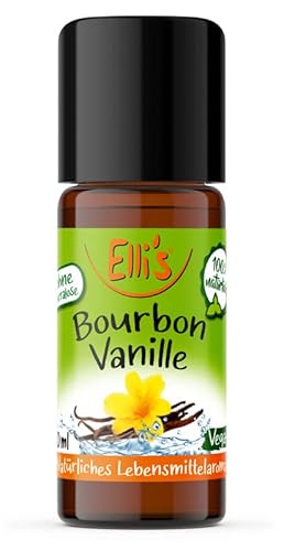 Ellis Aromen Bourbon Vanille NATÜRLICHES Lebensmittelaroma | Aromakonzentrat aus 100 % Veganen und Natürlichen Ursprung | Für Speisen & Getränke | 10 ml von Elli´s