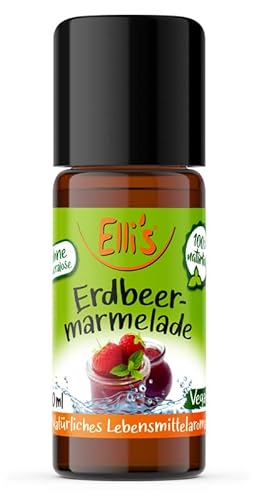 Ellis Aromen Erdbeermarmelade NATÜRLICHES Lebensmittelaroma | Aromakonzentrat aus 100 % Veganen und Natürlichen Ursprung | Für Speisen & Getränke | 10 ml von Elli´s