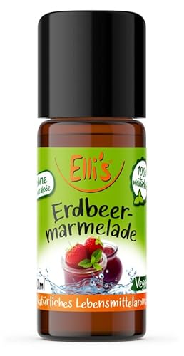 Ellis Aromen Erdbeermarmelade NATÜRLICHES Lebensmittelaroma | Aromakonzentrat aus 100 % Veganen und Natürlichen Ursprung | Für Speisen & Getränke | 10 ml von Elli´s