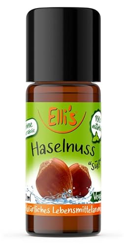 Ellis Aromen Haselnuss NATÜRLICHES Lebensmittelaroma | Aromakonzentrat aus 100 % Veganen und Natürlichen Ursprung | Für Speisen & Getränke | 10 ml von Elli´s