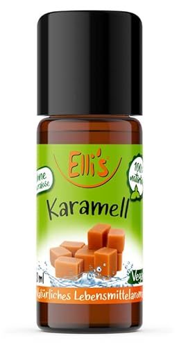 Ellis Aromen Karamell NATÜRLICHES Lebensmittelaroma | Aromakonzentrat aus 100 % Veganen und Natürlichen Ursprung | Für Speisen & Getränke | 10 ml von Elli´s