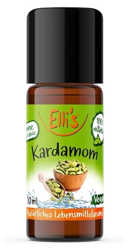 Ellis Aromen Kardamom NATÜRLICHES Lebensmittelaroma | Aromakonzentrat aus 100 % Veganen und Natürlichen Ursprung | Für Speisen & Getränke | 10 ml von Elli´s