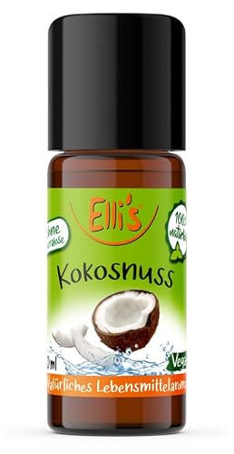 Ellis Aromen Kokosnuss NATÜRLICHES Lebensmittelaroma | Aromakonzentrat aus 100 % Veganen und Natürlichen Ursprung | Für Speisen & Getränke | 10 ml von Elli´s