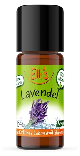 Ellis Aromen Lavendel NATÜRLICHES Lebensmittelaroma | Aromakonzentrat aus 100 % Veganen und Natürlichen Ursprung | Für Speisen & Getränke | 10 ml von Elli´s