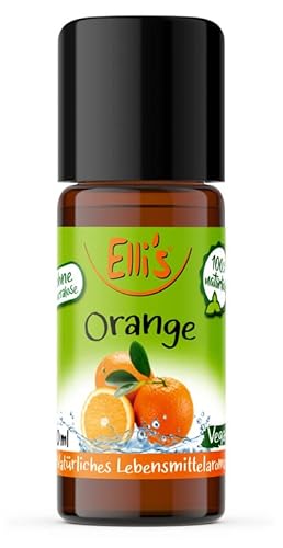 Ellis Aromen Orange NATÜRLICHES Lebensmittelaroma | Aromakonzentrat aus 100 % Veganen und Natürlichen Ursprung | Für Speisen & Getränke | 10 ml von Elli´s