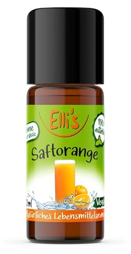 Ellis Aromen Saftorange NATÜRLICHES Lebensmittelaroma | Aromakonzentrat aus 100 % Veganen und Natürlichen Ursprung | Für Speisen & Getränke | 10 ml von Elli´s