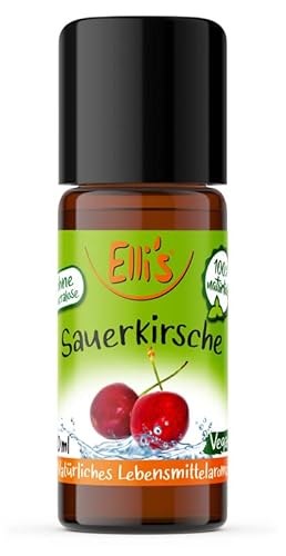 Ellis Aromen Sauerkirsche NATÜRLICHES Lebensmittelaroma | Aromakonzentrat aus 100 % Veganen und Natürlichen Ursprung | Für Speisen & Getränke | 10 ml von Elli´s