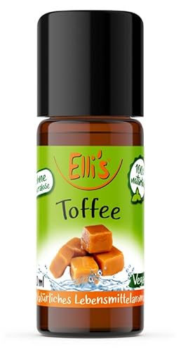 Ellis Aromen Toffee NATÜRLICHES Lebensmittelaroma | Aromakonzentrat aus 100 % Veganen und Natürlichen Ursprung | Für Speisen & Getränke | 10 ml von Elli´s