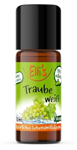 Ellis Aromen Traube weiß NATÜRLICHES Lebensmittelaroma | Aromakonzentrat aus 100 % Veganen und Natürlichen Ursprung | Für Speisen & Getränke | 10 ml von Elli´s