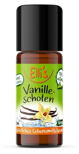 Ellis Aromen Vanille Schoten NATÜRLICHES Lebensmittelaroma | Aromakonzentrat aus 100 % Veganen und Natürlichen Ursprung | Für Speisen & Getränke | 10 ml von Elli´s