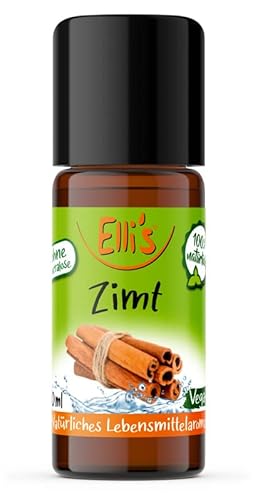 Ellis Aromen Zimt NATÜRLICHES Lebensmittelaroma | Aromakonzentrat aus 100 % Veganen und Natürlichen Ursprung | Für Speisen & Getränke | 10 ml von Elli´s