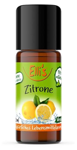 Ellis Aromen Zitrone NATÜRLICHES Lebensmittelaroma | Aromakonzentrat aus 100 % Veganen und Natürlichen Ursprung | Für Speisen & Getränke | 10 mlt von Elli´s