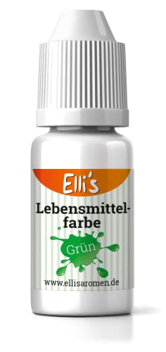 Lebensmittelfarbe Grün – flüssige Lebensmittelfarbe zum Backen und Kochen, färben von Flüssigkeiten, Kuchen, Topping und Teig – Zuckerfrei und Geschmacks neutral – starke Farbkraft von Elli´s