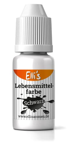 Lebensmittelfarbe Schwarz – flüssige Lebensmittelfarbe zum Backen und Kochen, färben von Flüssigkeiten, Kuchen, Topping und Teig – Zuckerfrei und Geschmacks neutral – starke Farbkraft von Elli´s