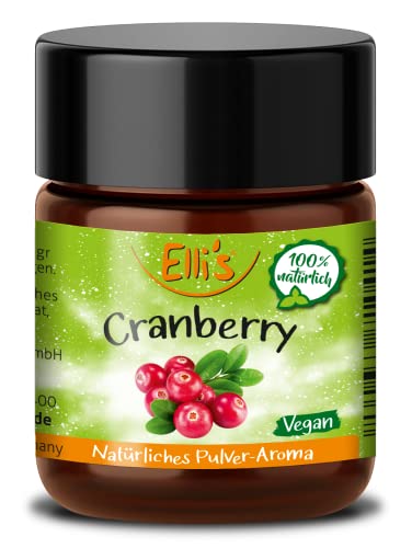 Ellis Aromen Cranberry Natürliches Lebensmittelaroma Pulver - Vegan natürlich und kalorienarm – für Lebensmittel und Flüssigkeiten zum Backen und Kochen geeignet wie für Porridge und Quark von Elli´s