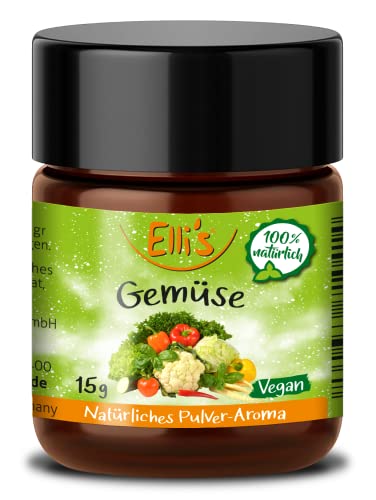 Ellis Aromen Gemüse NATÜRLICHES PULVER Lebensmittelaroma | Aromakonzentrat aus 100 % Veganen und Natürlichen Ursprung | für Lebensmittel und Getränke, wie zum Backen und Kochen | 10 g von Elli´s