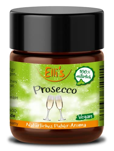 Ellis Aromen Prosecco NATÜRLICHES PULVER Lebensmittelaroma | Aromakonzentrat aus 100 % Veganen und Natürlichen Ursprung | für Lebensmittel und Getränke, wie zum Backen und Kochen | 10 g von Elli´s