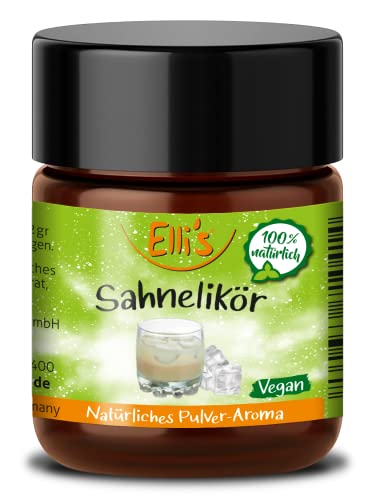 Ellis Aromen Sahnelikör NATÜRLICHES PULVER Lebensmittelaroma | Aromakonzentrat aus 100 % Veganen und Natürlichen Ursprung | für Lebensmittel und Getränke, wie zum Backen und Kochen | 10 g von Elli´s
