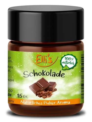 Ellis Aromen Schokolade Natürliches Lebensmittelaroma Pulver - Vegan natürlich und kalorienarm – für Lebensmittel und Flüssigkeiten zum Backen und Kochen geeignet wie für Porridge und Quark von Elli´s