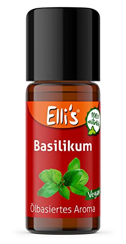 Öl lösliches natürliches Lebensmittelaroma – für Profi-Anwender und die besondere Küche – Gute Löslichkeit in Ölen und fetthaltigen Produkten – Vegan und Natürlich (Basilikum) von Elli´s