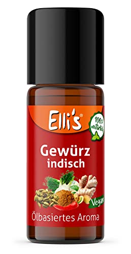 Öl lösliches natürliches Lebensmittelaroma – für Profi-Anwender und die besondere Küche – Gute Löslichkeit in Ölen und fetthaltigen Produkten – Vegan und Natürlich (Gewürz Indisch) von Elli´s