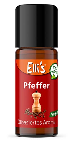 Öl lösliches natürliches Lebensmittelaroma – für Profi-Anwender und die besondere Küche – Gute Löslichkeit in Ölen und fetthaltigen Produkten – Vegan und Natürlich (Pfeffer) von Elli´s