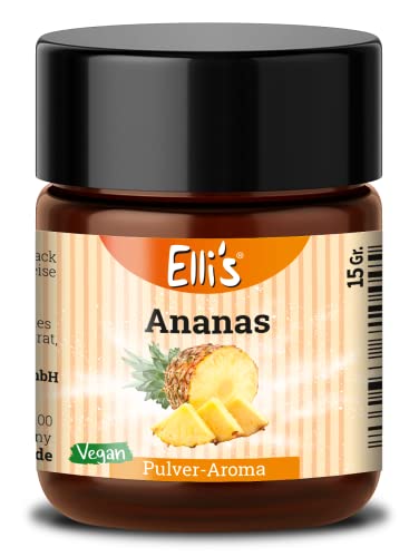 Ellis Aromen Ananas Pulver Lebensmittelaroma - Vegan und kalorienarm - für Lebensmittel und Flüssigkeiten zum Backen und Kochen geeignet wie für Porridge und Quark von Elli´s