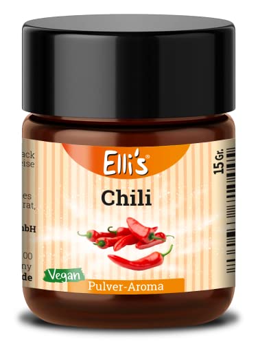 Ellis Aromen Chilli Pulver Lebensmittelaroma - Vegan und kalorienarm - für Lebensmittel und Flüssigkeiten zum Backen und Kochen geeignet wie für Porridge und Quark von Elli´s