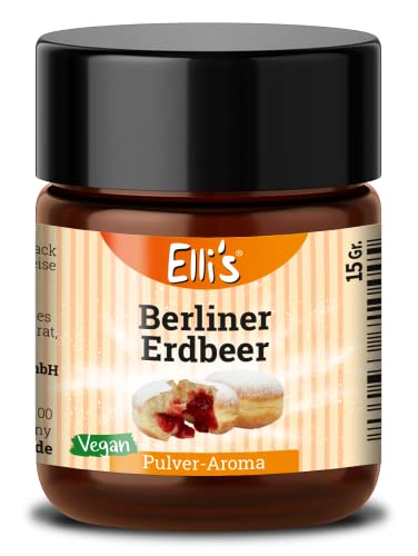 Ellis Aromen Erdbeer Berliner Pulver Lebensmittelaroma - Vegan und kalorienarm - für Lebensmittel und Flüssigkeiten zum Backen und Kochen geeignet wie für Porridge und Quark von Elli´s