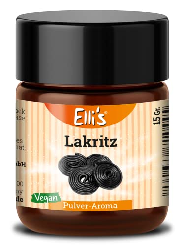 Ellis Aromen Lakritz PULVER Lebensmittelaroma | Vegan und kalorienarm | für Lebensmittel und Getränke, wie zum Backen und Kochen | 10 g von Elli´s