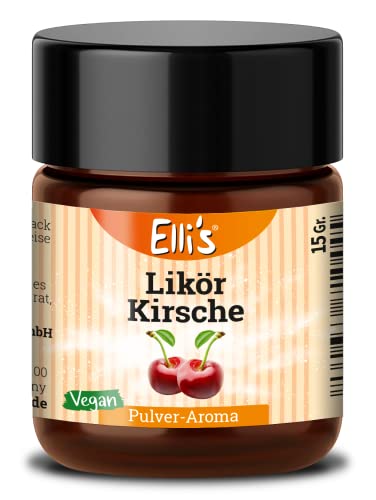 Ellis Aromen Likör Kirsche PULVER Lebensmittelaroma | Vegan und kalorienarm | für Lebensmittel und Getränke, wie zum Backen und Kochen | 10 g von Elli´s