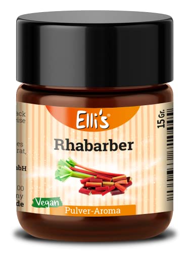Ellis Aromen Rhabarber Pulver Lebensmittelaroma - Vegan und kalorienarm - für Lebensmittel und Flüssigkeiten zum Backen und Kochen geeignet wie für Porridge und Quark von Elli´s