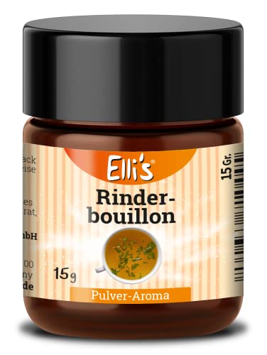 Ellis Aromen Rinderbouillon PULVER Lebensmittelaroma | Vegan und kalorienarm | für Lebensmittel und Getränke, wie zum Backen und Kochen | 10 g von Elli´s