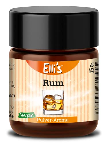Ellis Aromen Rum Pulver Lebensmittelaroma - Vegan und kalorienarm - für Lebensmittel und Flüssigkeiten zum Backen und Kochen geeignet wie für Porridge und Quark von Elli´s