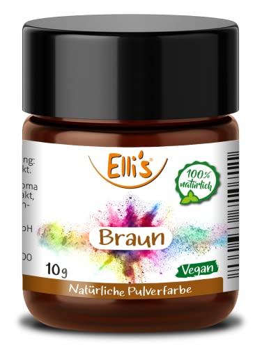 Pulver Lebensmittelfarbe Braun - Vegan und 100% natürlich, für Backwaren und Süßspeisen, universell für Lebensmittel einsetzbar, auch zum Färben von Flüssigkeiten von Elli´s