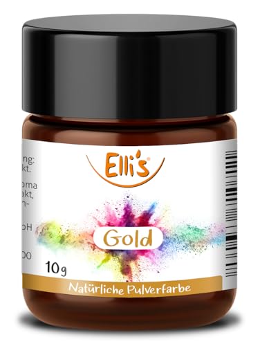 Pulver Lebensmittelfarbe Gold - Vegan und 100% natürlich, für Backwaren und Süßspeisen, universell für Lebensmittel einsetzbar, auch zum Färben von Flüssigkeiten von Elli´s