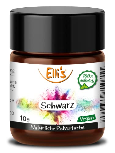 Pulver Lebensmittelfarbe Schwarz - Vegan und 100% natürlich, für Backwaren und Süßspeisen, universell für Lebensmittel einsetzbar, auch zum Färben von Flüssigkeiten von Elli´s