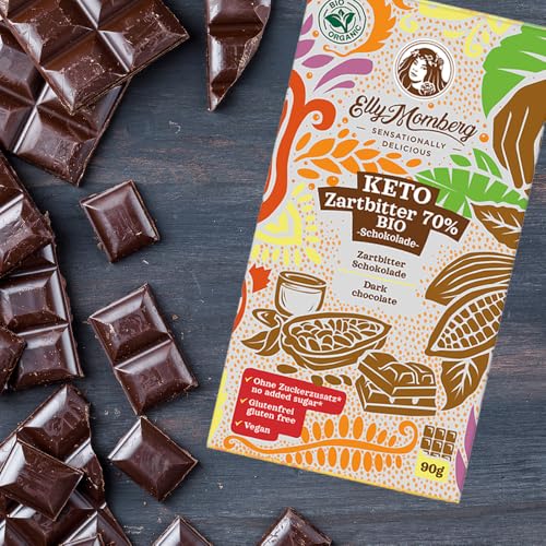 Elly Momberg - Bio Chocdeligt 70% Keto Schokolade Zartbitter 90 g - Vegan, ohne Zuckerzusatz - 3er Pack Elly Momberg - Bio Chocdeligt 70% Keto Schokolade Zartbitter 90 g - Vegan, ohne Zuckerzusatz - 3er Pack von Elly Momberg