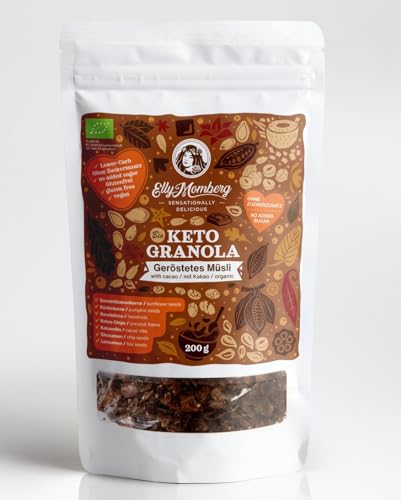Elly Momberg - Bio-Keto Granola Kakao mit Haselnüssen ohne Zuckerzusatz*, Glutenfrei, Low Carb*200g 1er Pack von Elly Momberg