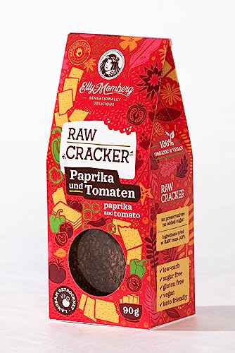 Elly Momberg - Bio-Keto – Raw Cracker – Paprika & Tomaten – Low Carb* glutenfrei und vegan 1er Pack 90 g von Elly Momberg