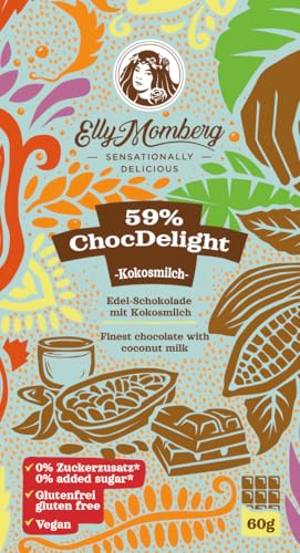 Elly Momberg - ChocDelight 59% Kokosmilch Edel-Schokolade 60 g - Vegan, ohne Zuckerzusatz - 3er Pack Elly Momberg - ChocDelight 59% Kokosmilch Edel-Schokolade 60 g - Vegan, ohne Zuckerzusatz - 3er Pack von Elly Momberg