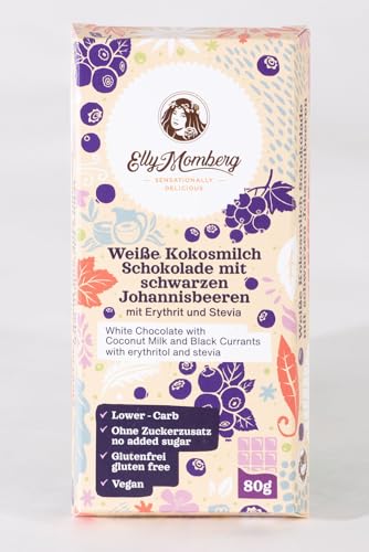 Kokosmilchschokolade (10 er, Weiße Schokolade mit Schwarzen Johannisbeeren) von Elly Momberg