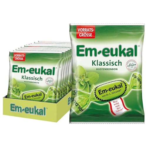 Em-eukal Klassisch Hustenbonbon zuckerhaltig Großbeutel 150g – Der Klassiker mit Eukalyptusöl und Menthol sorgt für den ganz besonderen Geschmack – Höchste Premiumqualität (1 x 150g) von Em-eukal