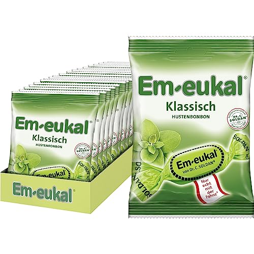 Em-eukal Hustenbonbon Klassisch, Zuckerhaltig & laktosefrei, Lutschbonbons mit Eukalyptusöl & Menthol – 20x75g von Em-eukal