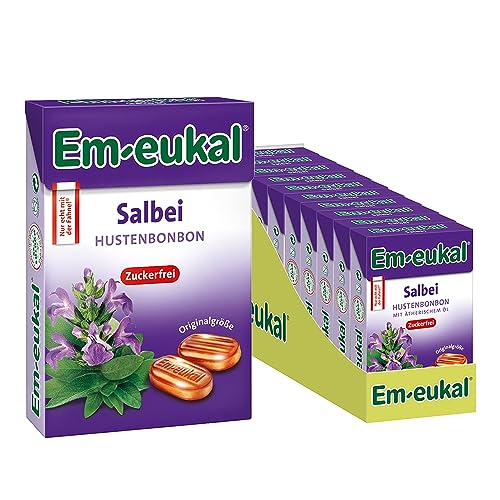 Em-eukal Hustenbonbons Minis Salbei, Zuckerfrei mit Vitamin C, 10x50g von Em-eukal