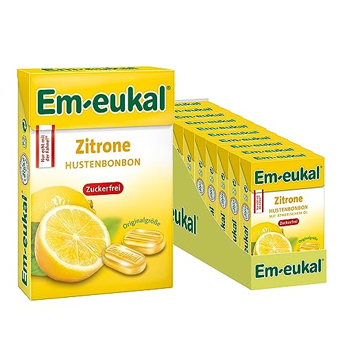 Em-eukal Hustenbonbons Minis Zitrone, Zuckerfrei mit Vitamin C, 10x50g von Em-eukal