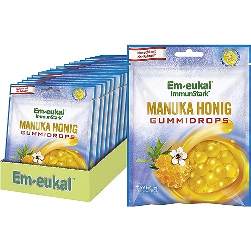 Em-eukal ImmunStark* Gummidrops Manuka Honig Vorratspack – Intensiver Kaugenuss mit erlesenem Manuka-Honig aus Neuseeland und Vitaminen – Mit feiner Kräuternote – 20 x 90g von Em-eukal