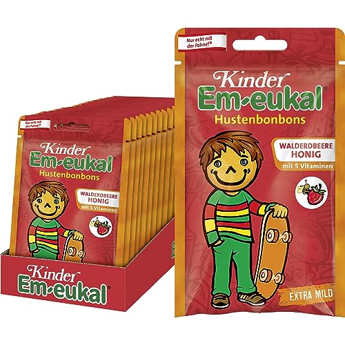 Kinder Em-eukal Hustenbonbons Walderdbeere-Honig, mit 5 Vitaminen, Zuckerhaltig, 15 x 75g von Em-eukal