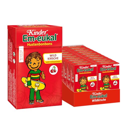 Kinder Em-eukal Hustenbonbons Wildkirsche, mit 5 Vitaminen, Zuckerhaltig, 20x40g von Em-eukal